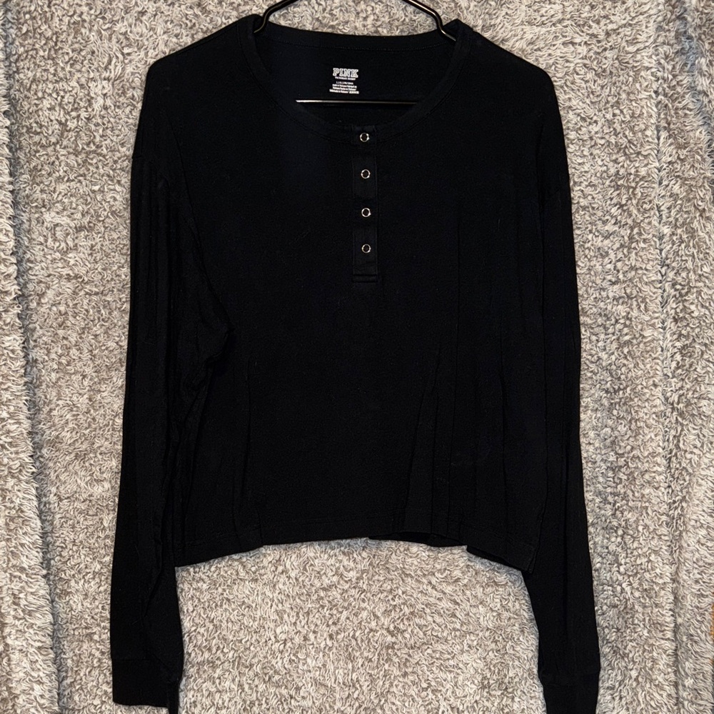 PINK Cropped Long Sleeve Shirt